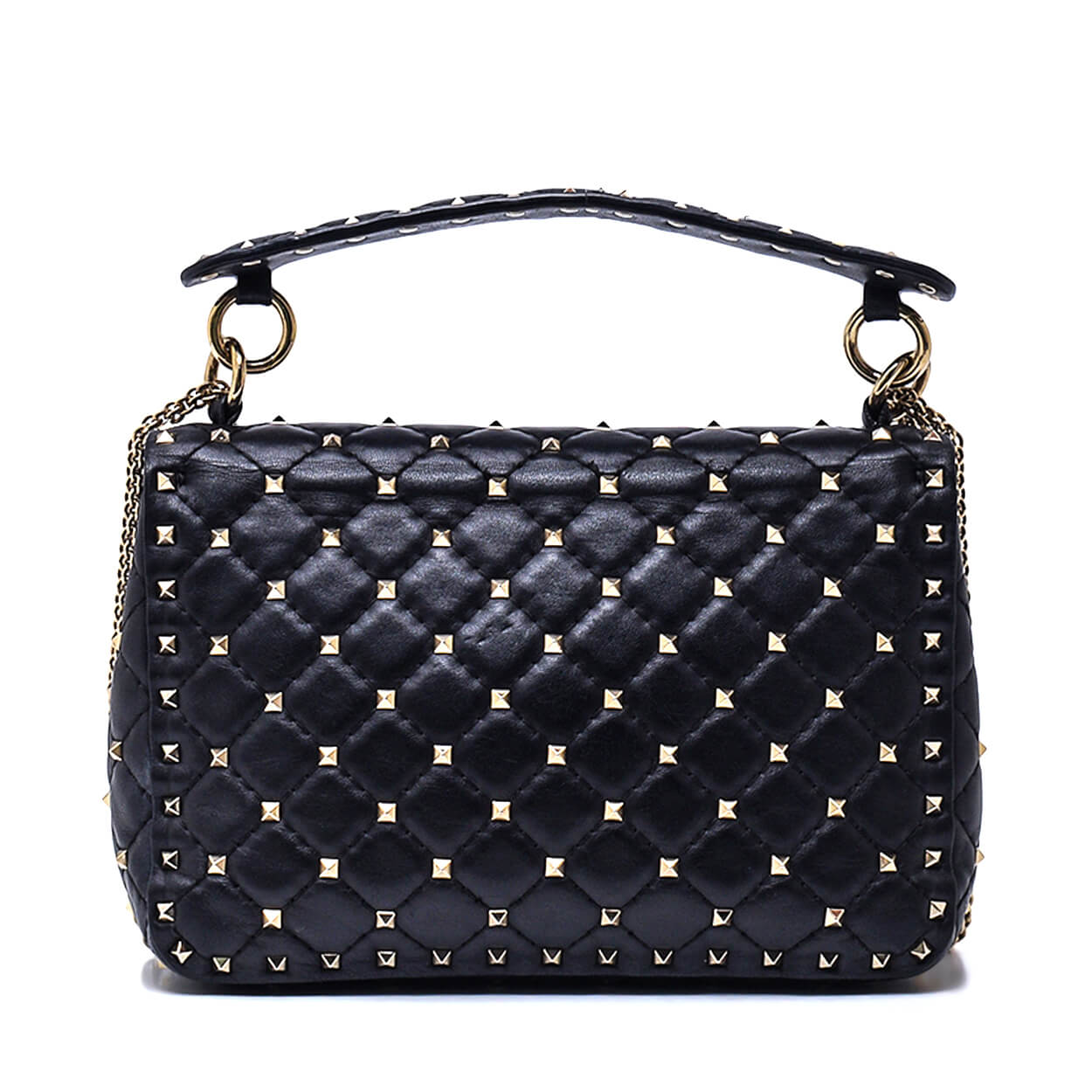 Valentino -Black Small Rockstud Spike Logo Shoulder Bag